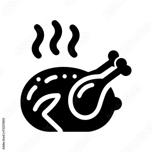 minimal chicken Roast masala icon, symbol, black color silhouette, white background