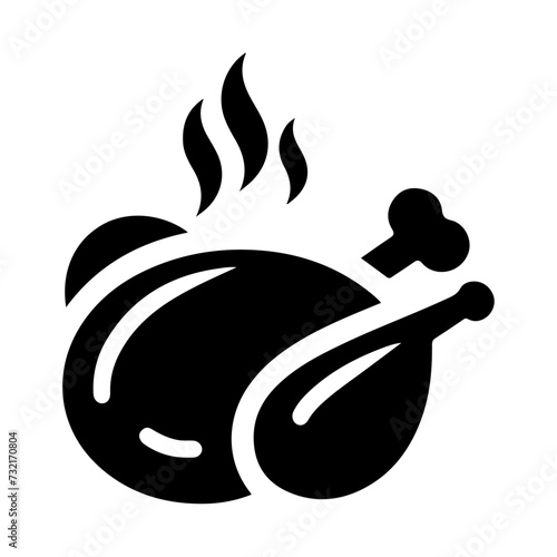 minimal chicken Roast masala icon, symbol, black color silhouette, white background