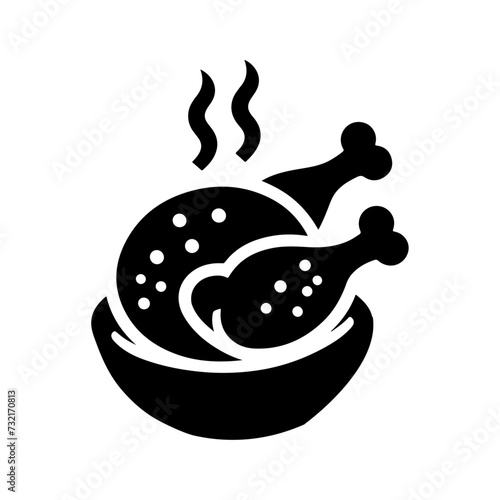 minimal chicken Roast masala icon, symbol, black color silhouette, white background