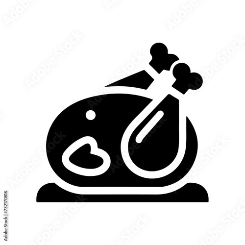 minimal chicken Roast masala icon, symbol, black color silhouette, white background