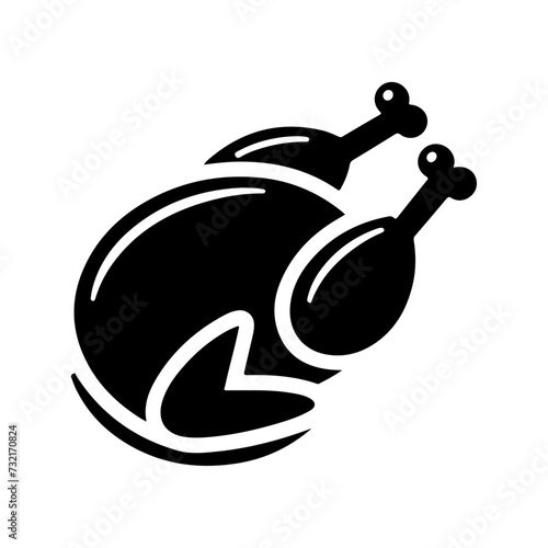 minimal chicken Roast masala icon, symbol, black color silhouette, white background