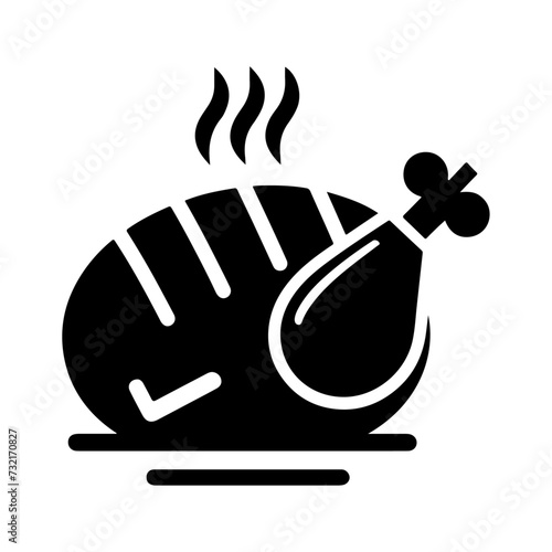 minimal chicken Roast masala icon, symbol, black color silhouette, white background