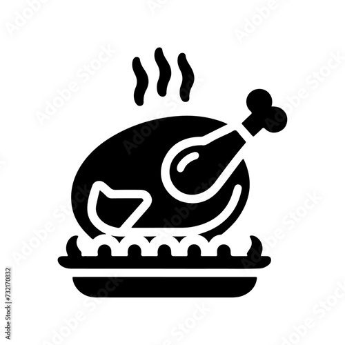 minimal chicken Roast masala icon, symbol, black color silhouette, white background