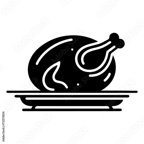 minimal chicken Roast masala icon, symbol, black color silhouette, white background