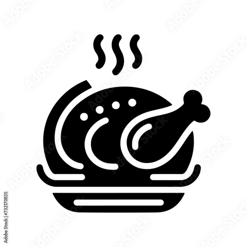 minimal chicken Roast masala icon, symbol, black color silhouette, white background