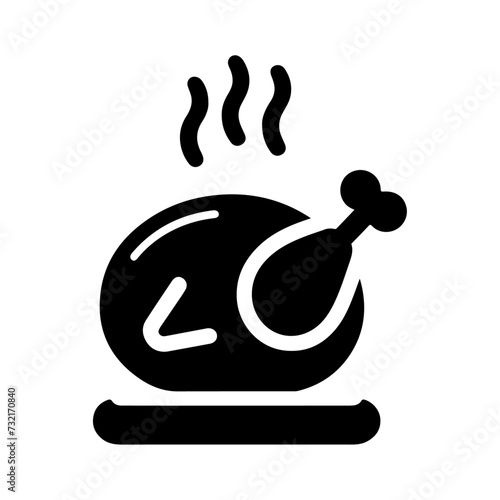 minimal chicken Roast masala icon, symbol, black color silhouette, white background