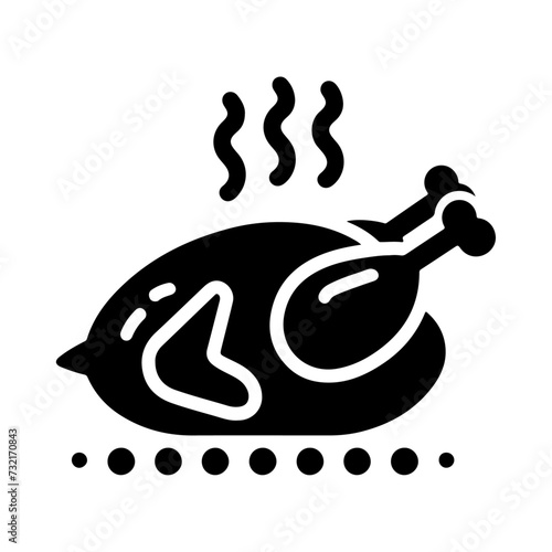 minimal chicken Roast masala icon, symbol, black color silhouette, white background