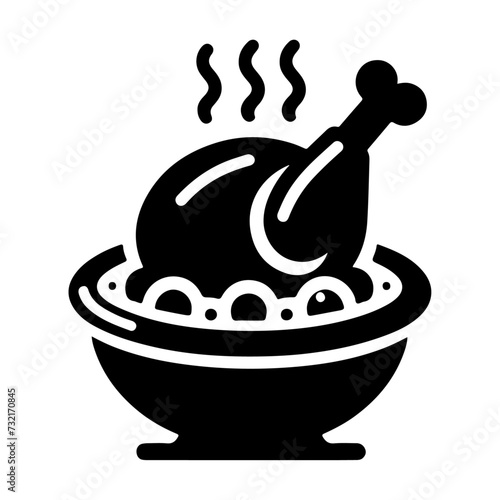 minimal chicken Roast masala icon, symbol, black color silhouette, white background