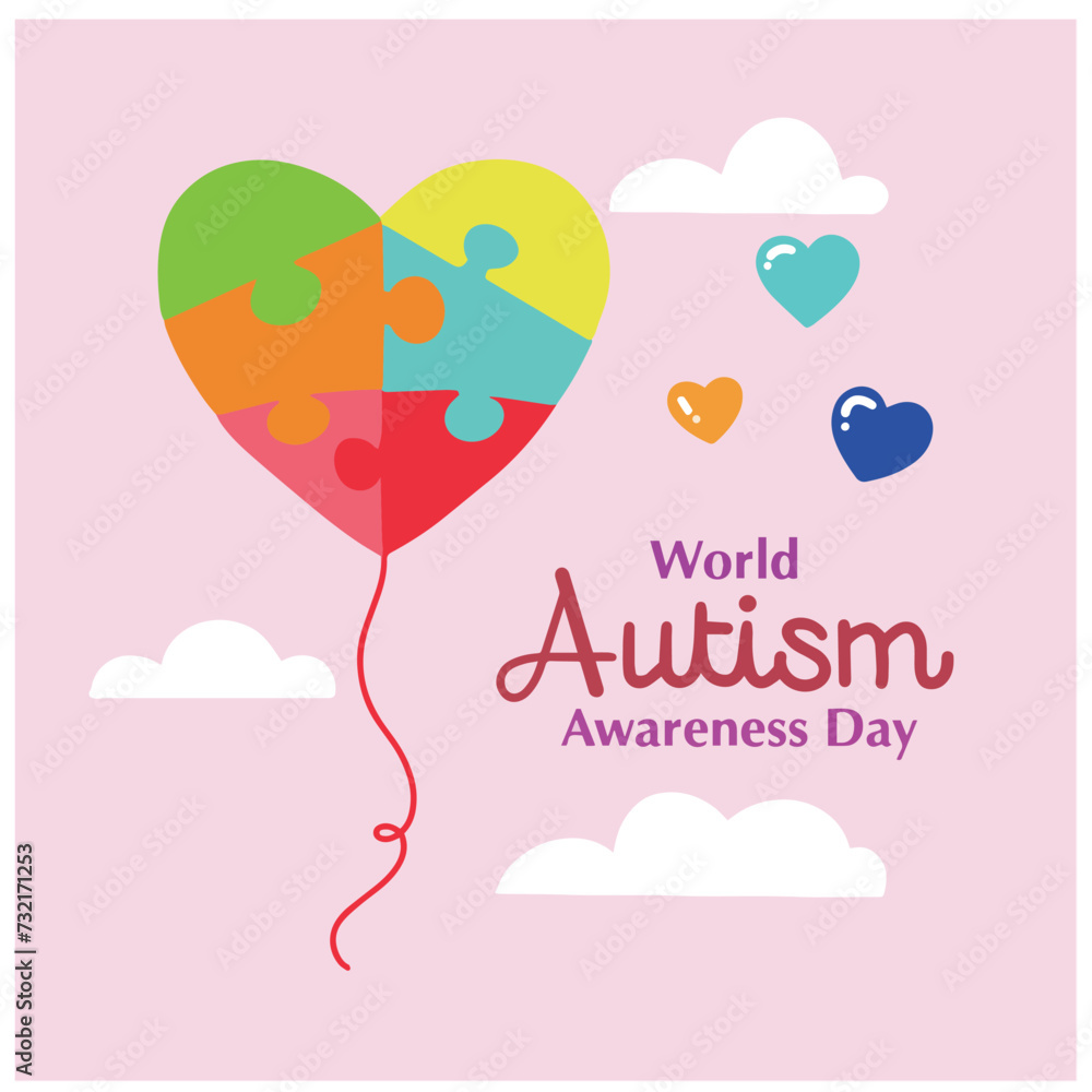 Love puzzle world autism day awareness vector illustration