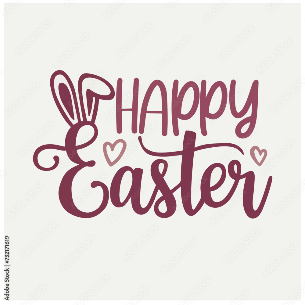 Cute lettering hand drawing happy easter monday with bunny ear vector illustration