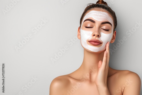 Skincare Model skin care spokesperson. Well groomed woman uses face cream, oil free cream, mini lifting lip balm, lotion & eye patch. Skin care lemon extract jar skin brightening cream pot