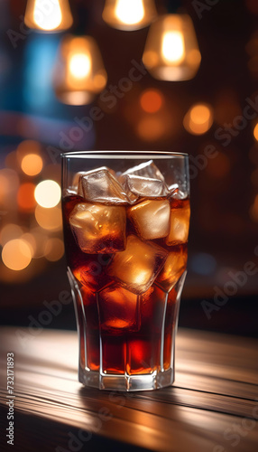 Cola. Glass. Table. Drink. Beverage. Refreshment. Soda. Fizzy. Carbonated. Thirst-quenching. Cool. Refreshing. Cold. Beverage. Soda Pop. AI Generated