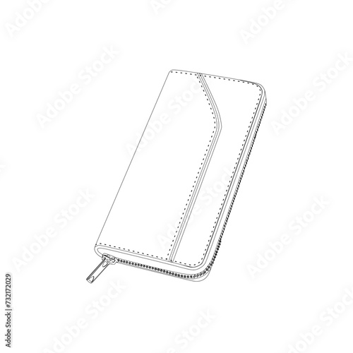 Long wallet icon in outline vector illustration style. Editable graphic resources for many purposes.