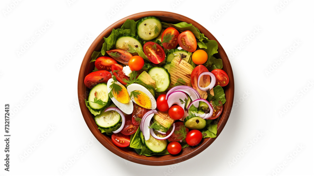 Fresh Greens Garden Salad or Side Salad in a Bowl Top View Fresh Greens Garden Salad or Side Salad in a Bowl Top View
