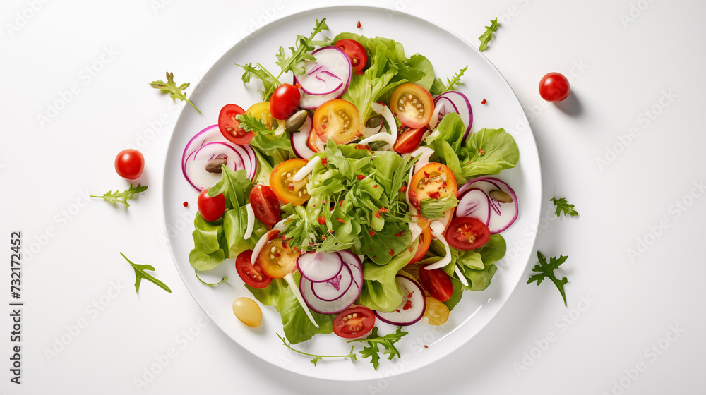 Fresh Greens Garden Salad or Side Salad in a Bowl Top View Fresh Greens Garden Salad or Side Salad in a Bowl Top View