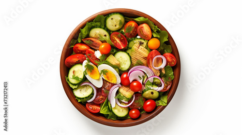 Fresh Greens Garden Salad or Side Salad in a Bowl Top View