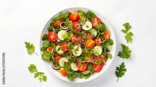 Fresh Greens Garden Salad or Side Salad in a Bowl Top View