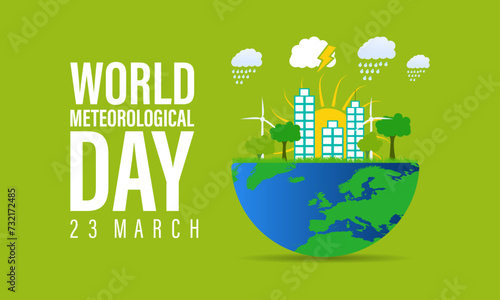 World Meteorological Day with climate and weather. Banner poster, flyer and Banner, background design. Vector Illustration