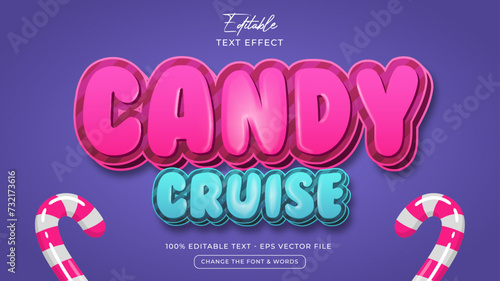 Candy cruise editable text effect style Premium Vector