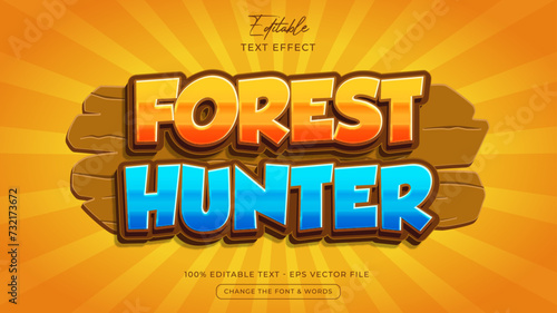 Forest hunter editable text effect style Premium Vector