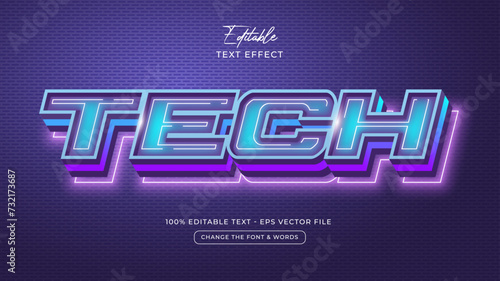 Tech editable text effect style Premium Vector