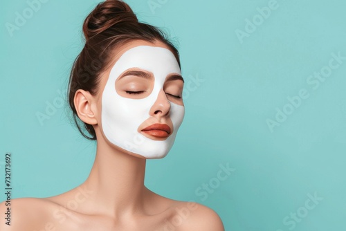 Skincare Model cream photo shoot model. Well groomed woman face cream, eye patch accessories, wrinkle reducing mask lip balm, lotion & eye patch. Skin care licorice root extract jar perfume gift pot photo