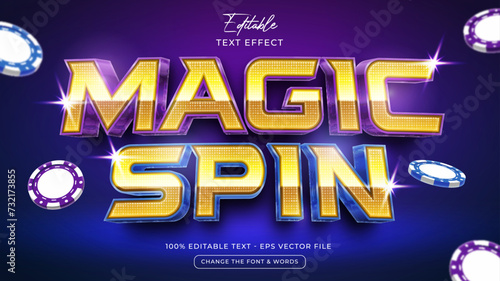 Magic spin editable text effect style Premium Vector