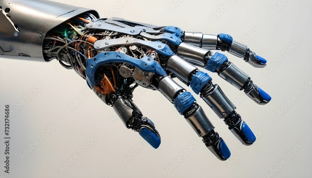 Image showcasing the harmonious integration of artificial intelligence with a Steel robotic hand Image showcasing the harmonious integration of artificial intelligence with a Steel robotic hand