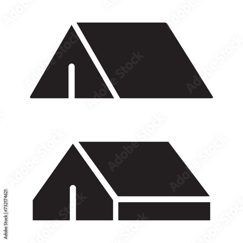 Camping tent black icon vector illustration design