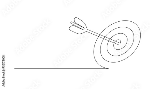 Continuous line drawing of arrow in center of target design template