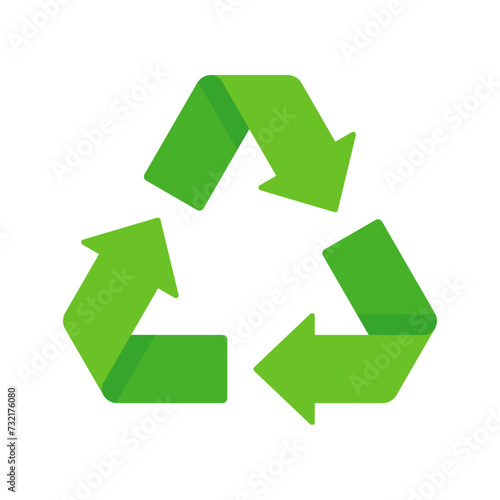 Nature – Sustainability – Recycling, Waste Management, and Circular Economy Concept – Flat Illustration Featuring a Triangular Green Recycling Symbol