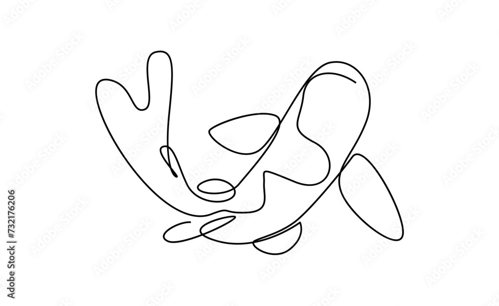 koi carp fish on the white background in a continuous single line drawing style template koi carp fish on the white background in a continuous single line drawing style template
