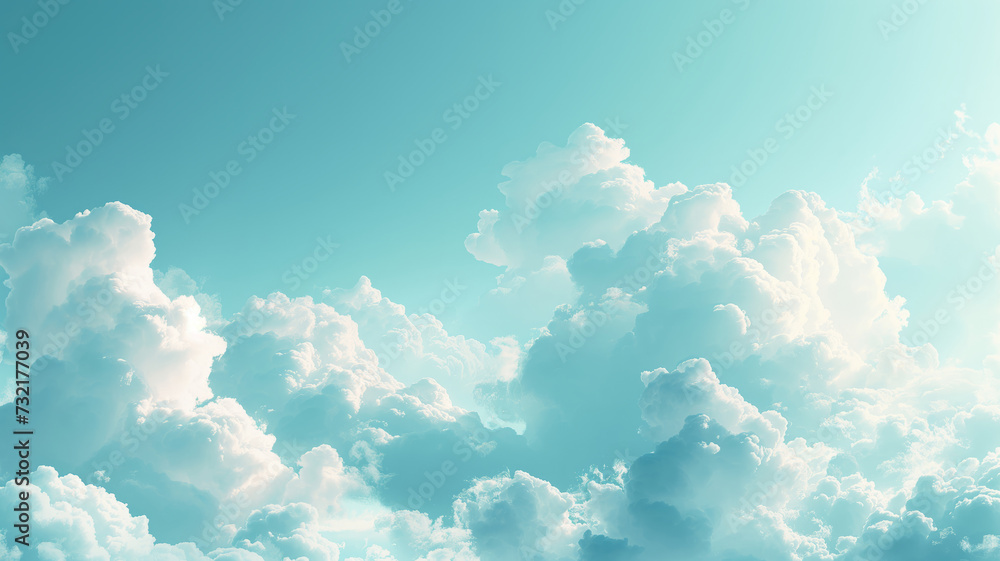 Bright Sunlit Clouds on Clear Blue Sky Bright Sunlit Clouds on Clear Blue Sky