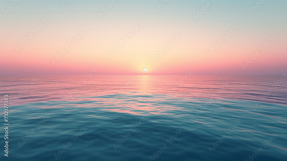 Pastel Sunset and Calm Ocean Panorama