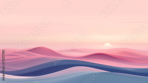 Surreal Pastel Hills under a Soft Sunset