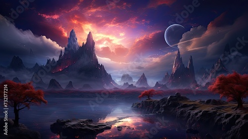 Mountain sunset with a mystical twist