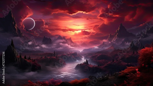 Mountain sunset with a mystical twist