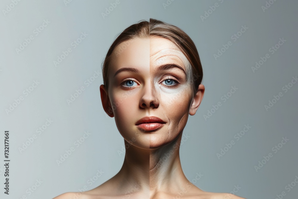 Aging microdermabrasion. Comparison young to old woman strengths and weaknesses. Less Wrinkles, social isolation, gardener, lines through skincare, anti aging cream, cracked skin and face lift Aging microdermabrasion. Comparison young to old woman strengths and weaknesses. Less Wrinkles, social isolation, gardener, lines through skincare, anti aging cream, cracked skin and face lift