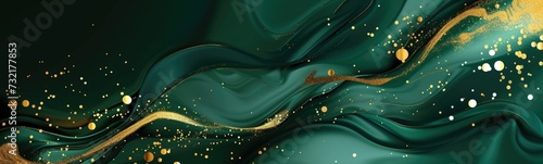 Abstract emerald green and gold color background © Roman