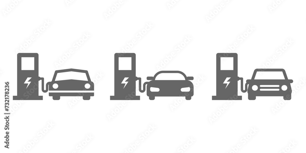 collection of vector icons for petrol filling, electric car charging, gasoline collection of vector icons for petrol filling, electric car charging, gasoline