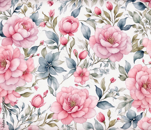 The image could be named Pink Floral Pattern with Flowers