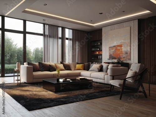 3d video rendering footage contemporary interior design of the living room. Stylish interior of the living room  © Samra