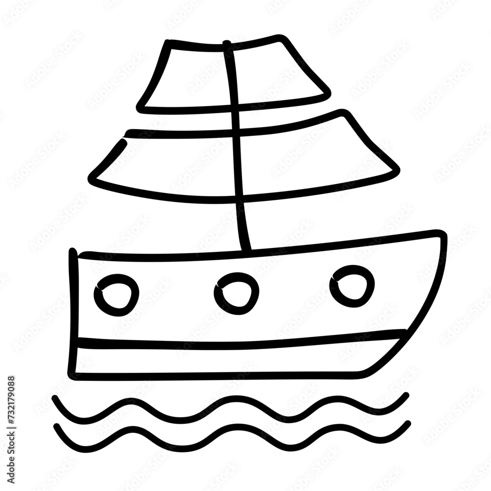 sailboat icon with water wave sailboat icon with water wave