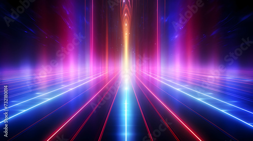 Abstract neon lights background with laser rays and glowing lines 
