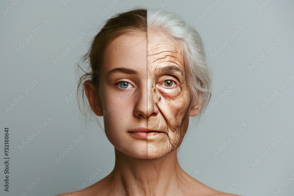 Aging beauty standards. Comparison young to old woman beauty vlogger