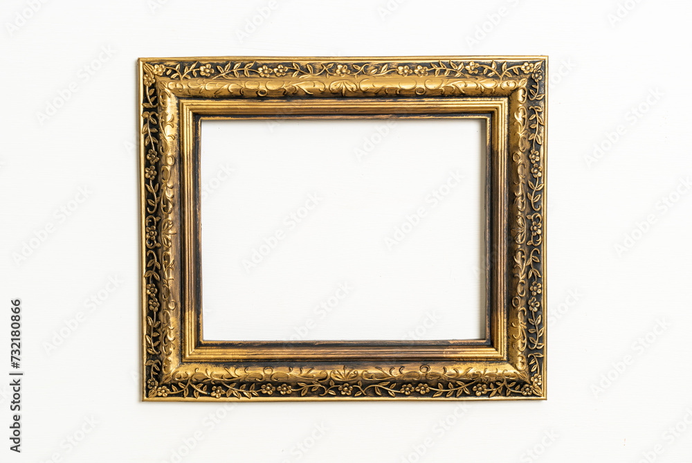 empty picture frame on white wall background empty picture frame on white wall background