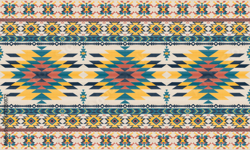 American tribal ethnic native pattern.Traditional Navajo,Aztec,Apache,Southwest and Mexican style fabric pattern.Abstract vector motifs pattern.For fabric,clothing,blanket,carpet,woven,wrap,decoration