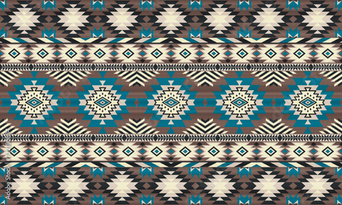 American tribal ethnic native pattern.Traditional Navajo,Aztec,Apache,Southwest and Mexican style fabric pattern.Abstract vector motifs pattern.For fabric,clothing,blanket,carpet,woven,wrap,decoration