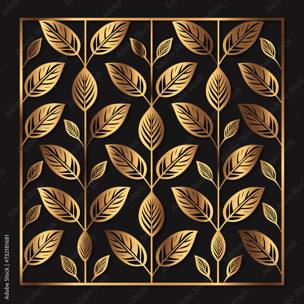 Fototapeta premium Geometric Autumn Leaves Seamless Pattern in Vibrant Orange and Yellow Tones with 3D Glass Mosaic Effect, Ideal for Wallpaper, Decoration, and Illustrative Design
