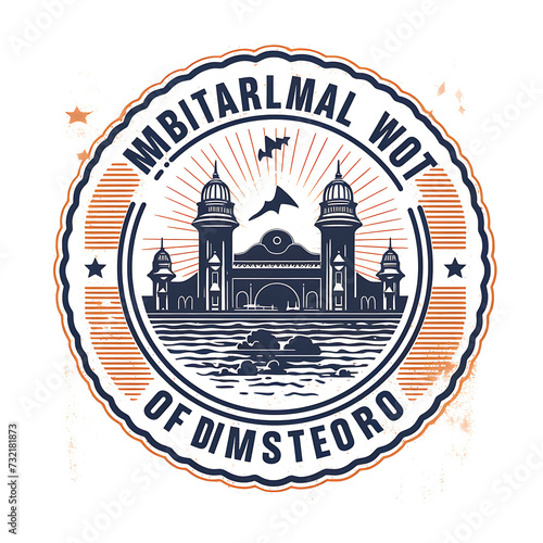 Stamp of Mumbai City With Monochrome Peach Color Gateway of India and Transparent PNG City Concept Art Tshirt Design Illustration Label Diverse City Castle Large Urban Market Project Collage 